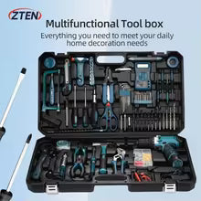 63-piece Zten high-power lithium handheld electric drill, multifunctional household hardware tool, combination portable drill set.